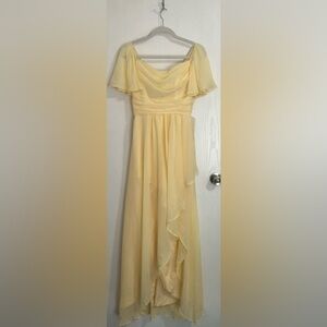 Elegant Yellow Chiffon Maxi Dress